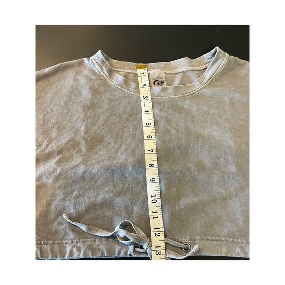 Zyia Active Women's gray crop top drawstring small oversized fit casual summer - Picture 6 of 7